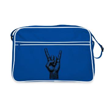 Rock on Hand avec des cornes de diable - Sac Retro - bleu/blanc - Devant