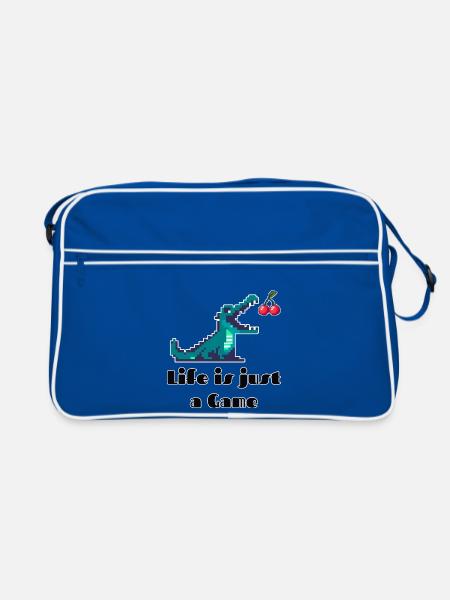 Life is Just a Game Retro Pixel Art Design - Retro Tasche - Blau/Weiß