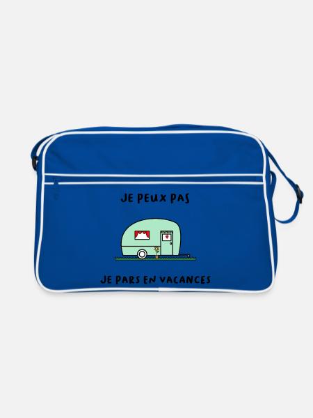 ICH KANN NICHT. - Urlaub. ES LEBE DER URLAUB. URLAUB - Retro Tasche - Blau/Weiß