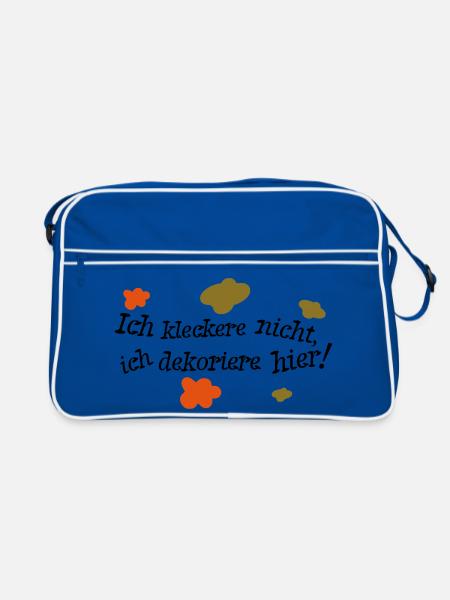 Ich kleckere nicht, ich dekoriere hier! - Retro Tasche - Blau/Weiß