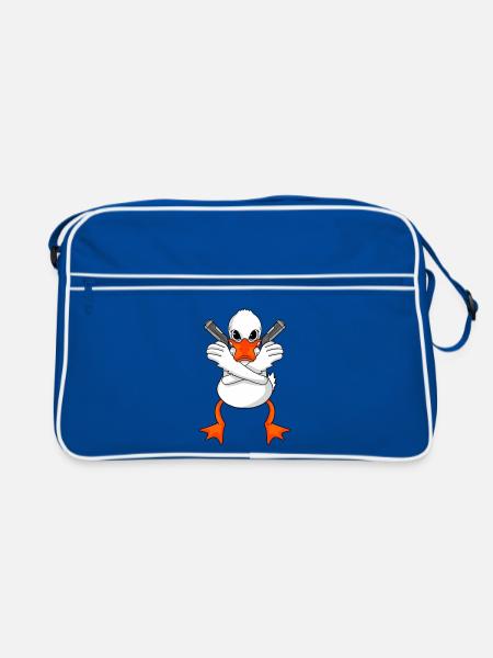 Canard avec pistolet - Sac Retro - bleu/blanc - Devant