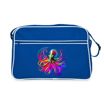 Pieuvre Néon psychédélique - Sac Retro - bleu/blanc - Devant