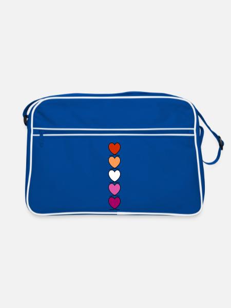Lesbian Lesbian Lesbian Hearts - Retro Bag - blue/white - Front