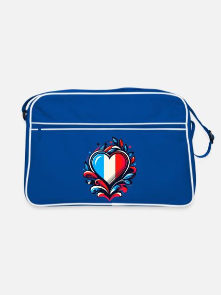 Heart French Flag - Retro Bag - blue/white - Front