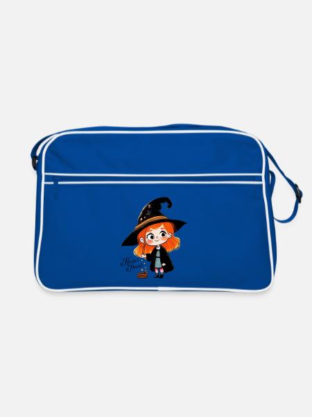lustige kleine Hexe - Retro Tasche - Blau/Weiß