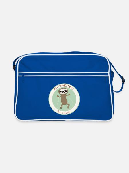 hyperaktiv Faultier - Retro Tasche - Blau/Weiß