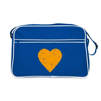 oranges Herz - Liebe - Halloween - used look - Retro Tasche - Blau/Weiß - Vorne
