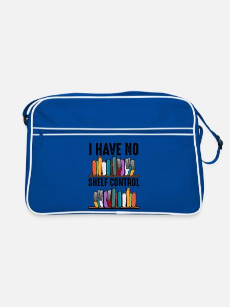 No Shelf Control Spruch Bücher Leser Geschenk - Retro Tasche - Blau/Weiß