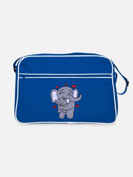 Elephant family cute - Retro Bag - blue/white