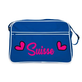 SUISSE. HUMOUR. PAYS. DRAPEAU. GENEVE. LAUSANNE - Sac Retro - bleu/blanc - Devant