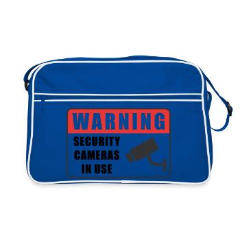Warning CCTV Camera Badge Security Sign Icon - Retro Bag - blue/white - Front