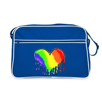 Regenbogenherz - Retro Tasche - Blau/Weiß - Vorne