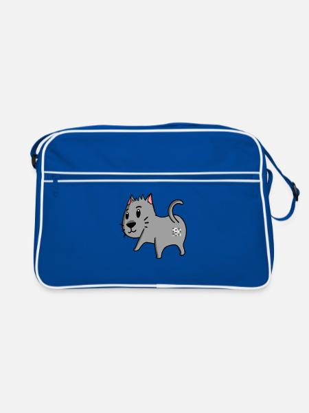 Katze Arsch - Katze Hintern - Retro Tasche - Blau/Weiß