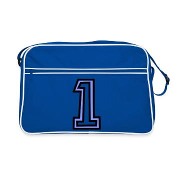 1. 1 AN. 1er ANNIVERSAIRE. ANNIVERSAIRE 1 AN - Sac Retro - bleu/blanc - Devant