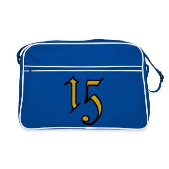 15. 15 JAHRE. 15. JAHRESTAG. 15-JÄHRIGES JUBILÄUM. - Retro Tasche - Blau/Weiß - Vorne