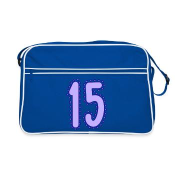 15. 15 JAHRE. 15. JAHRESTAG. 15-JÄHRIGES JUBILÄUM. - Retro Tasche - Blau/Weiß - Vorne