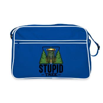 Stupid Tree Discgolf Spruch Frisbee Geschenk - Retro Tasche - Blau/Weiß - Vorne