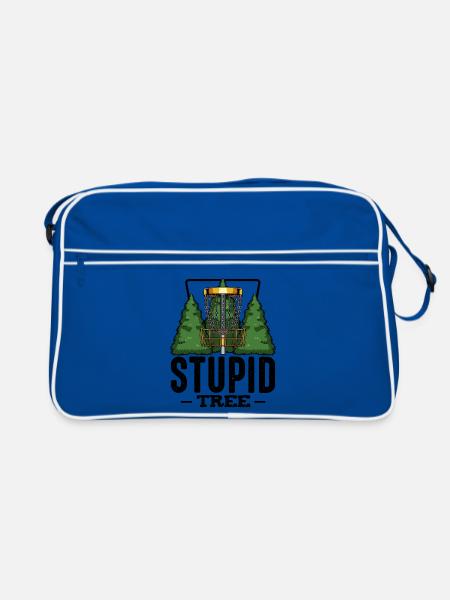 Stupid Tree Disc Golf saying Frisbee gift - Retro Bag - blue/white - Front