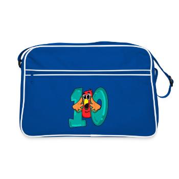 10 anniversaire - oiseau perroquet avec le numéro 10 - Sac Retro - bleu/blanc - Devant