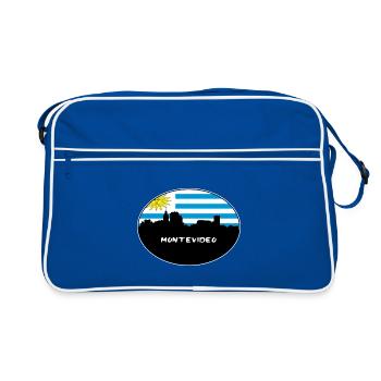 Montevideo-Uruguay-Flaggen-Skyline-Schattenbild-Reise - Retro Tasche - Blau/Weiß - Vorne