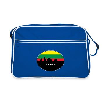 Vilnius Litauen Flagge Skyline Silhouette Reisen - Retro Tasche - Blau/Weiß - Vorne