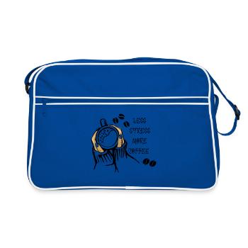 Moins de stress Plus de café - Sac Retro - bleu/blanc - Devant