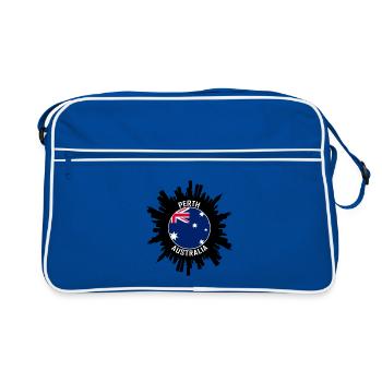 Perth Skyline Australien Flagge Reise Souvenir - Retro Tasche - Blau/Weiß - Vorne