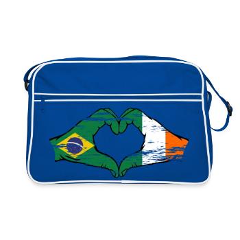 Brésil Irlande Drapeau Aiguilles Coeur Forme Utilisé - Sac Retro - bleu/blanc - Devant