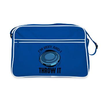 Discgolf Spruch Lustig Wortspiel Frisbee Geschenk - Retro Tasche - Blau/Weiß - Vorne