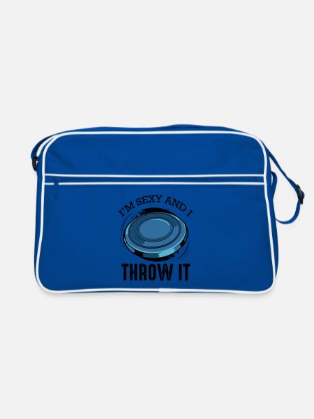 Disc golf saying funny pun frisbee gift - Retro Bag - blue/white - Front