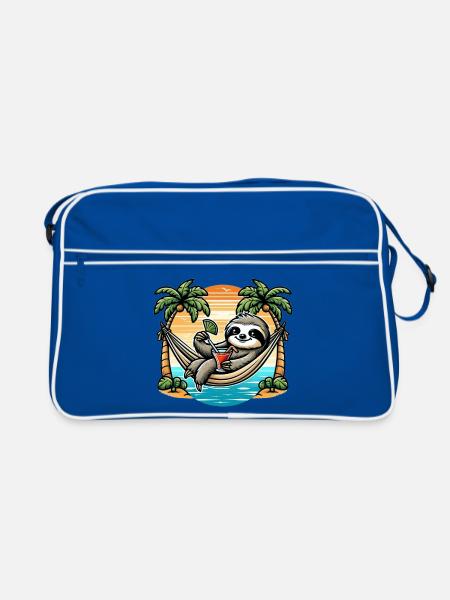 Sloth in hammock - Retro Bag - blue/white - Front