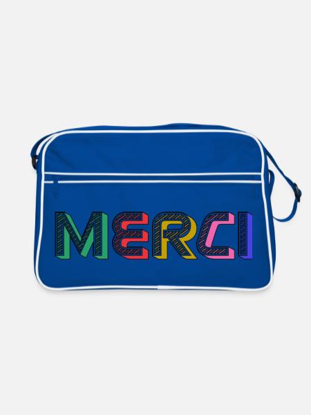 Vielen Dank - Retro Tasche - Blau/Weiß - Vorne