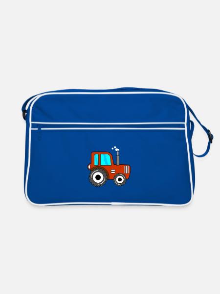 Roter Traktor Jungen Kindertraktor - Retro Tasche - Blau/Weiß