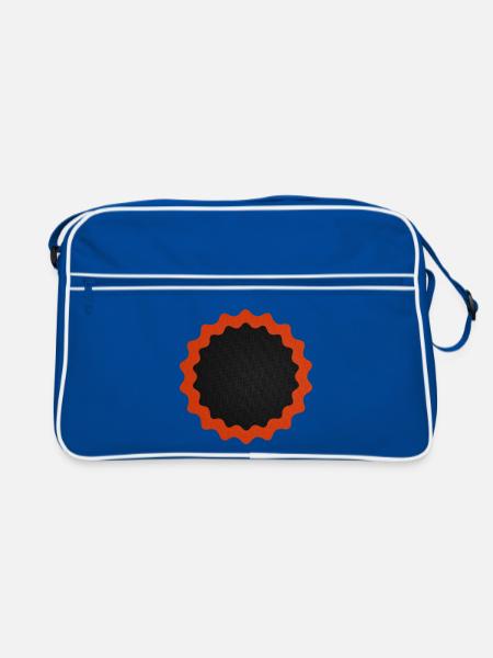 Fahrrad Flicken rund - Retro Tasche - Blau/Weiß