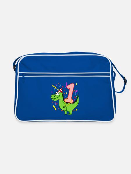Dinosaurier Geburtstag 1 Jahre alt - Retro Tasche - Blau/Weiß - Vorne
