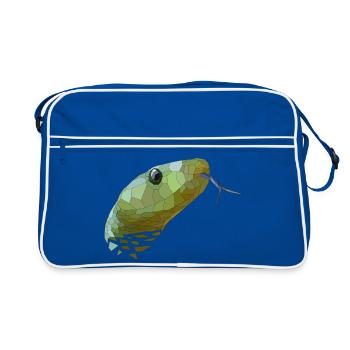 Schlange geometrisch Low Poly - Retro Tasche - Blau/Weiß - Vorne