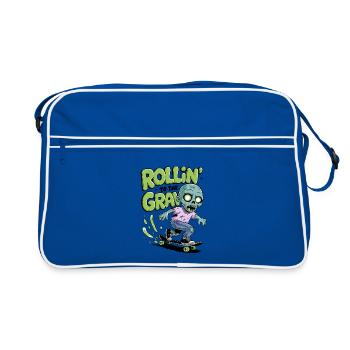 Rollin zum Grab - Retro Tasche - Blau/Weiß - Vorne