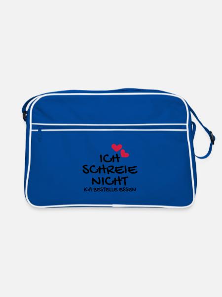 Baby Neugeborenes Babyspruch lustig Geschenk - Retro Tasche - Blau/Weiß - Vorne