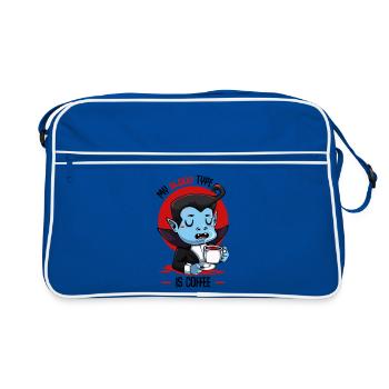 Blutkaffee Vampir Cartoon - Retro Tasche - Blau/Weiß - Vorne