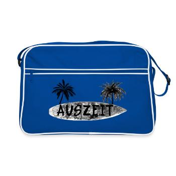 Auszeit Surfbrett - Retro Tasche - Blau/Weiß - Vorne