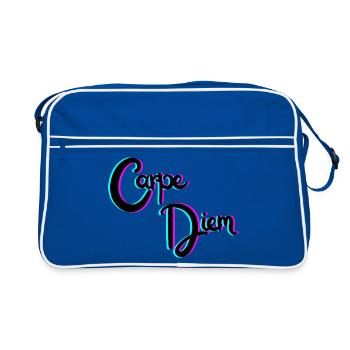 Nutze den Tag - Retro Tasche - Blau/Weiß - Vorne