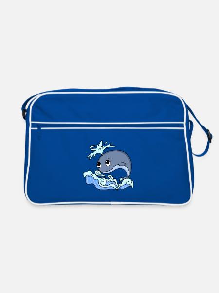 Wal - Retro Tasche - Blau/Weiß - Vorne