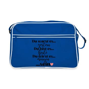 Du warst es gestern du bist es heute du wirst es - Retro Tasche - Blau/Weiß - Vorne