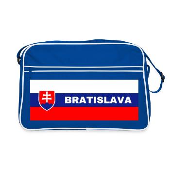 Stadt Bratislava in slowakischer Flagge - Retro Tasche - Blau/Weiß - Vorne