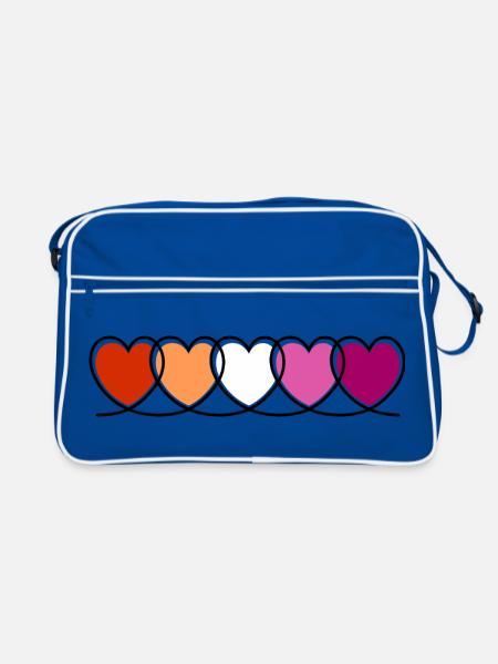 Lesbian Lesbian Hearts - Retro Bag - blue/white - Front