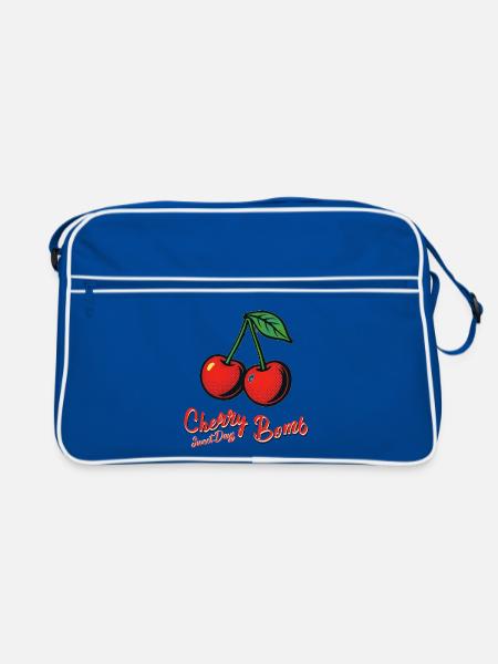 Kirsch-Mädchen - Retro Tasche - Blau/Weiß - Vorne