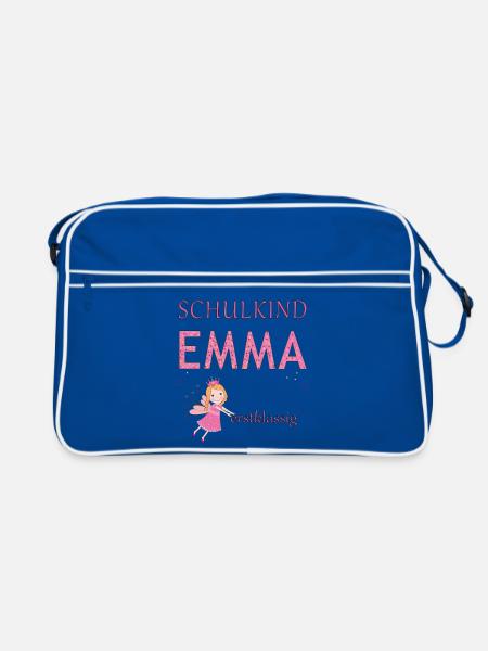 Écolière Emma première classe - Sac Retro - bleu/blanc - Devant