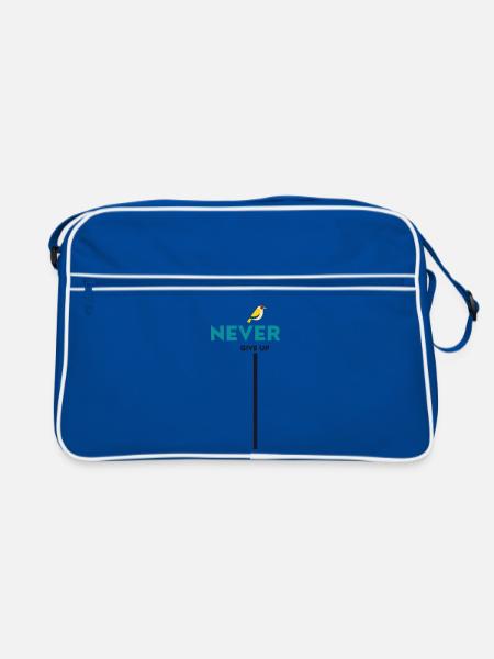 never give up bird - Retro Tasche - Blau/Weiß - Vorne