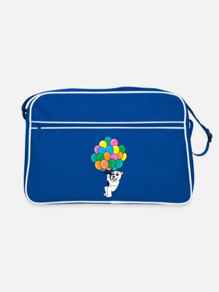 Eisbär Luftballon - Retro Tasche - Blau/Weiß - Vorne