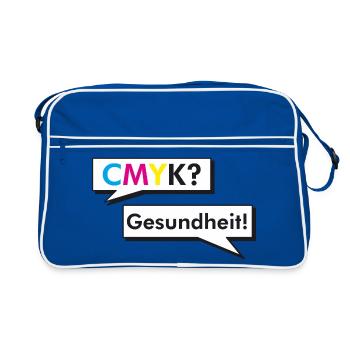 CMYK Grafiker Nerd Spruch Geschenk Shirt - Retro Tasche - Blau/Weiß - Vorne